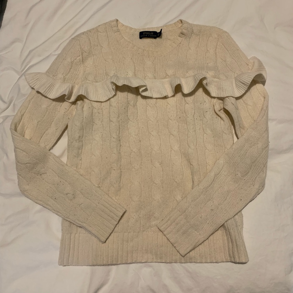 XS Polo Ralph Lauren Oatmeal Ruffle Sweater